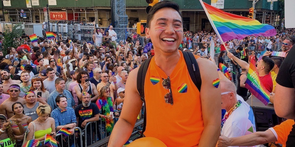 AJ Angelia at a Pride event