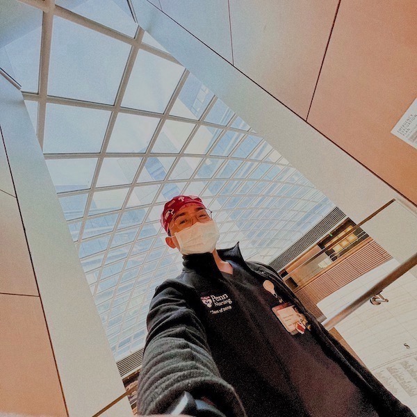 A selfie of AJ Angelia at work